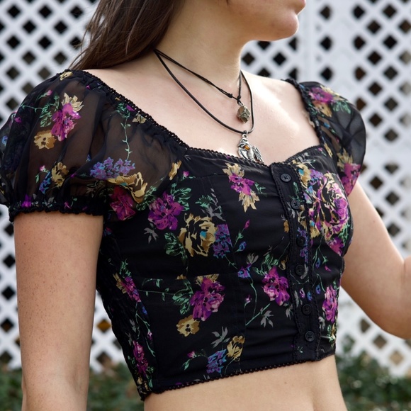 Corset style floral blouse - Picture 3 of 4